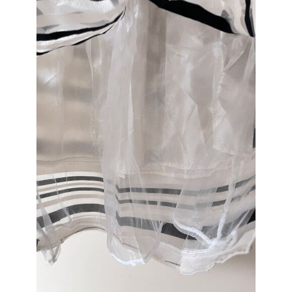 Moon Womens Lined Organza Circle Midi Skirt White Black Striped Sz S - Picture 11 of 15